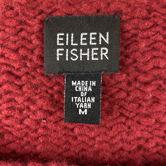 Eileen Fisher Wool Blend Sweater Size M Warm Brick Red Boxy Fit - Picture 4 of 8
